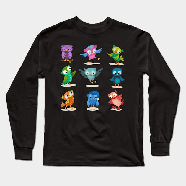 Owlets cartoon collection Long Sleeve T-Shirt by Mako Design 